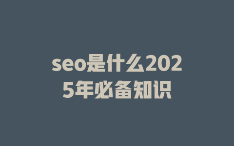 seo是什么2025年必备知识 一