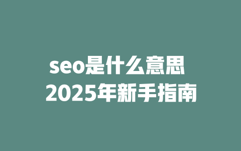 seo是什么意思 2025年新手指南 一