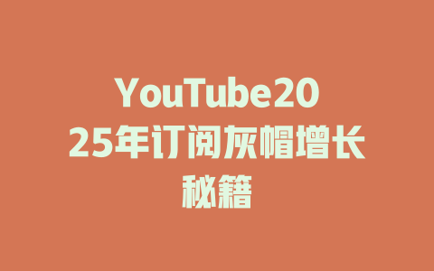 YouTube2025年订阅灰帽增长秘籍 一