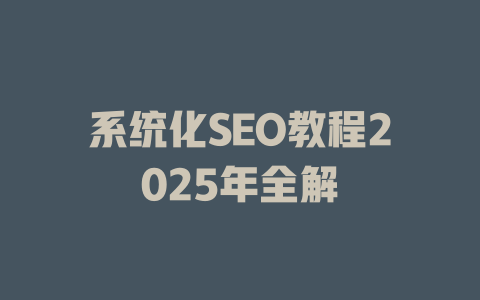 系统化SEO教程2025年全解 一