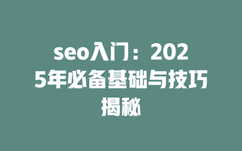 seo入门:2025年必备基础与技巧揭秘 一