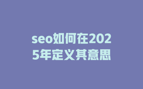 seo如何在2025年定义其意思 一