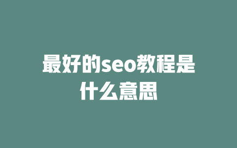 最好的seo教程是什么意思 一