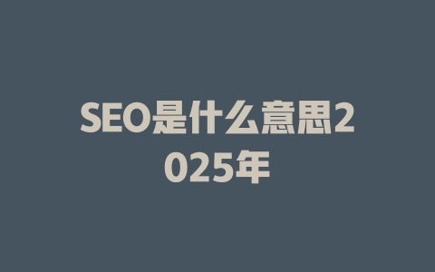 SEO是什么意思2025年 一
