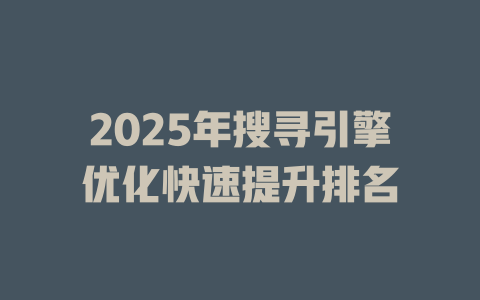 2025年搜寻引擎优化快速提升排名 一