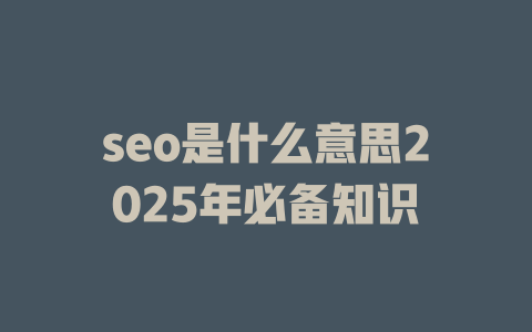 seo是什么意思2025年必备知识 一
