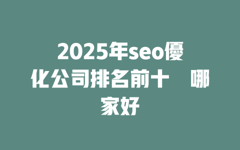 2025年seo優化公司排名前十強哪家好 一