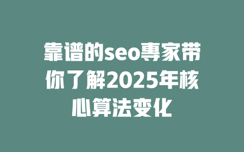 靠谱的seo專家带你了解2025年核心算法变化 一