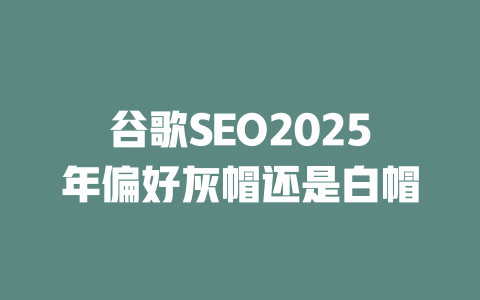 谷歌SEO2025年偏好灰帽还是白帽 一