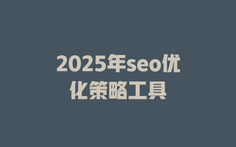 2025年seo优化策略工具 一