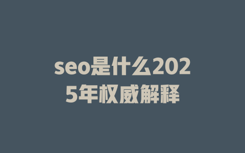 seo是什么2025年权威解释 一