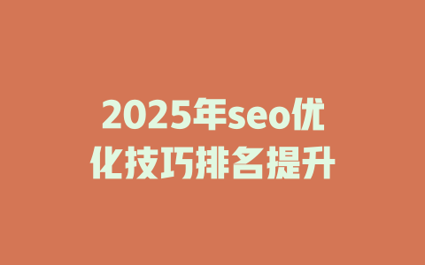 2025年seo优化技巧排名提升 一