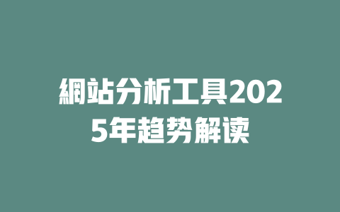 網站分析工具2025年趋势解读 一