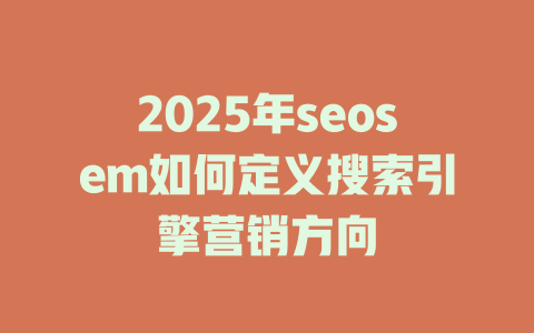 2025年seosem如何定义搜索引擎营销方向 一