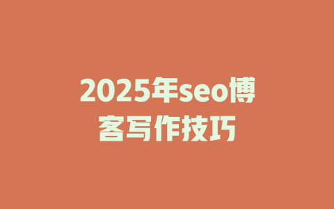 2025年seo博客写作技巧 一