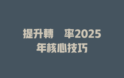 提升轉換率2025年核心技巧 一