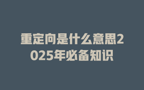 重定向是什么意思2025年必备知识 一