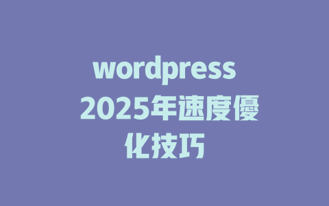 wordpress 2025年速度優化技巧 一